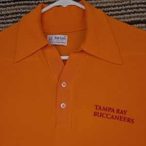 TAMPA BAY BUCCANEERS NFL Florida‎ Orange Nylon M Mens Polo Shirt VTG 70s RARE
